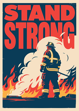 Stand Strong Firefighter Poster
