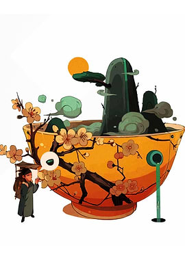 Bowl Landscape with Traveler