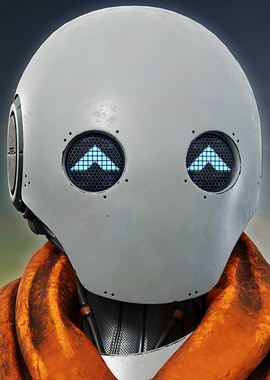 Robot Head with Orange Scarf caretaker