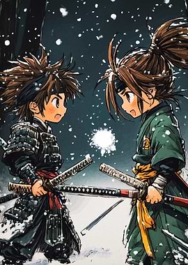 Anime Samurai Duel in the Snow