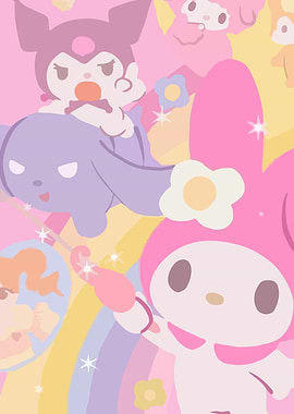 Pastel Sanrio Characters Illustration