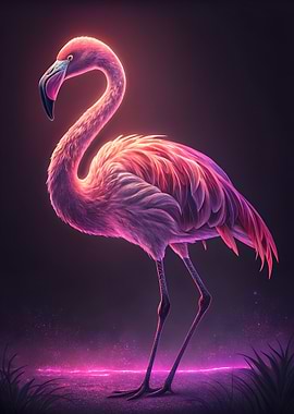 Neon Flamingo Portrait