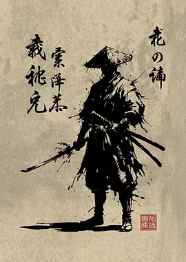 Ink Wash Samurai Warrior