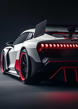 Sleek White and Red Sports Car