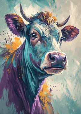 Colorful Cow Portrait