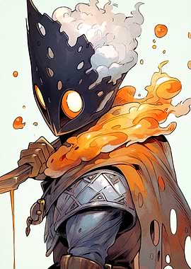 Stylized Warrior with Glowing Eyes