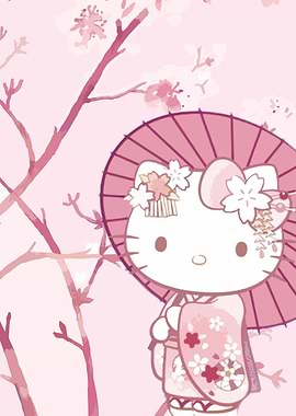 Hello Kitty in Kimono with Umbrella