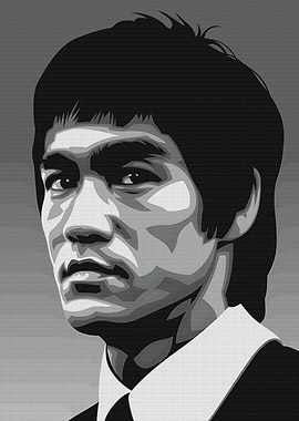 Bruce Lee Portrait - Black and White
