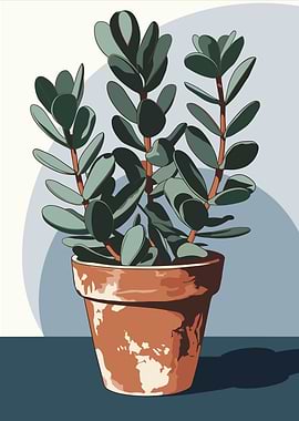 Potted Succulent Plant Illustration