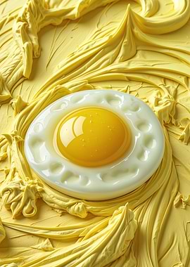 Sunny Egg Art on Yellow Texture