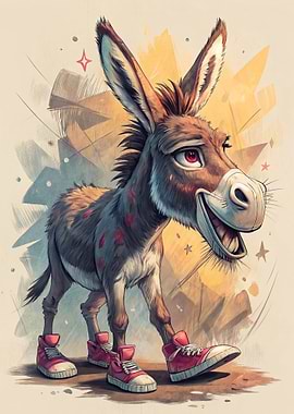 Cartoon Donkey with Sneakers