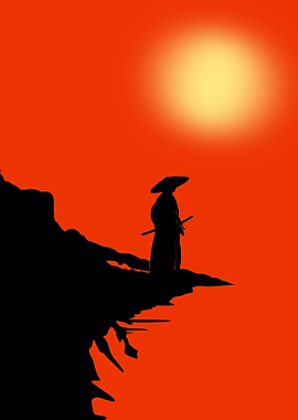 Samurai Silhouette at Sunset