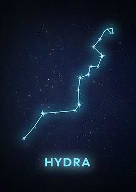 Hydra Constellation on Starry Night Sky
