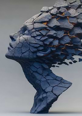 Stone Woman Sculpture with Cracks