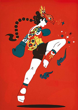 Martial Artist with Bird Mask