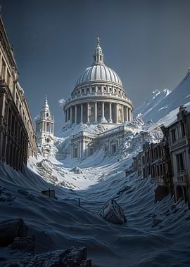 Snowy St. Paul's Cathedral Landscape
