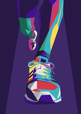 Colorful Running Shoe Pop Art
