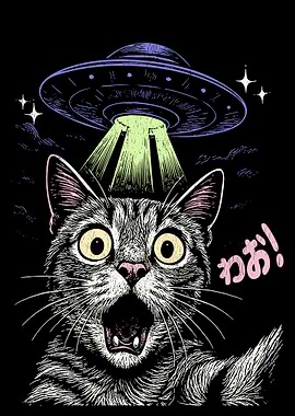 Surprised Cat Abduction by UFO