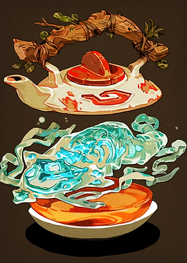 Stylized Teapot and Liquid Composition