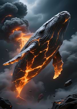 Lava Whale in Stormy Sky