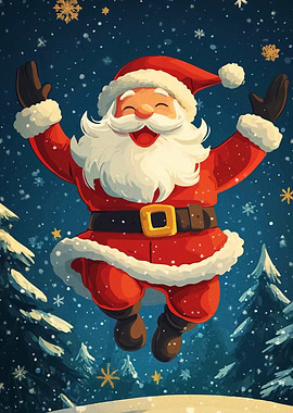 Happy Santa Claus Snowy Scene