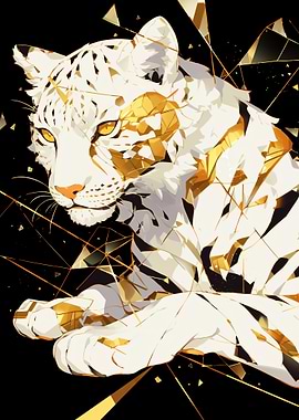 Golden Fragmented White Tiger Illustration