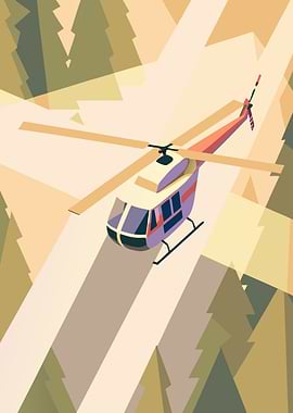 Helicopter Over Forest Digital Art