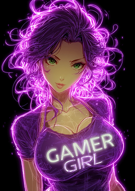 Neon Gamer Girl Portrait
