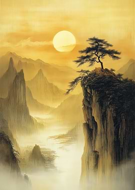 Golden Mountain Landscape