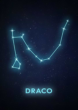 Draco Constellation on Starry Night Sky