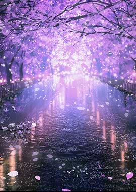 Purple Cherry Blossom Path