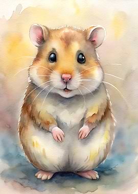 Watercolor Hamster Portrait