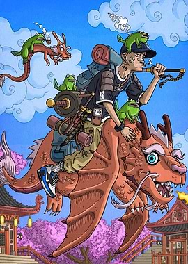 Dragon Rider with Frogs and Gear