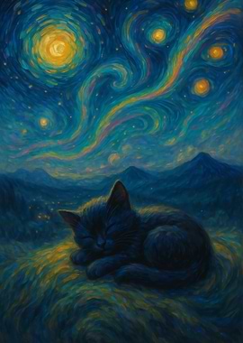 Starry Night Cat