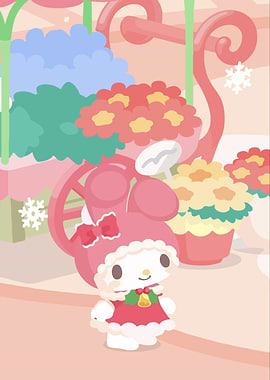My Melody Christmas Flower Cart