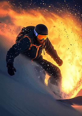 Snowboarder Action Fiery