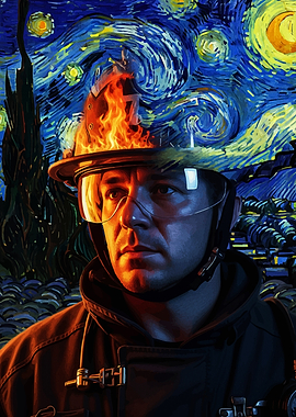 Firefighter Starry Night