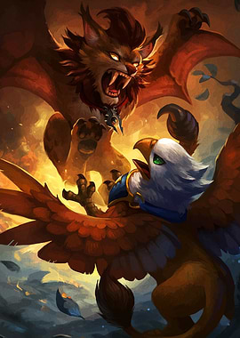 Griffin versus Manticore Fantasy Battle