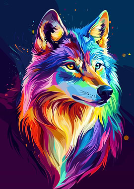 Colorful Wolf Portrait