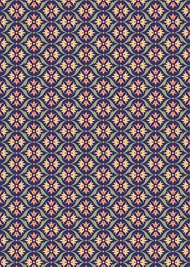 Floral Pattern on Dark Blue Background