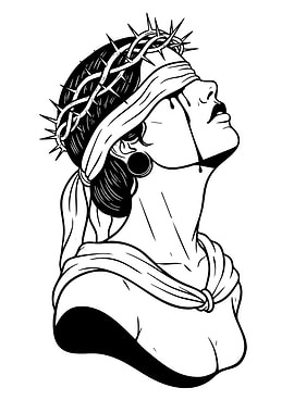Blindfolded Woman with Crown of Thorns