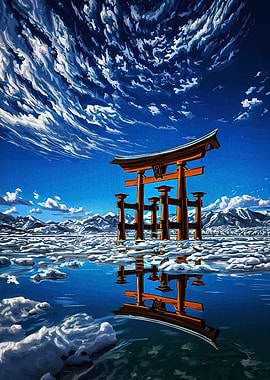Torii Gate Winter Landscape