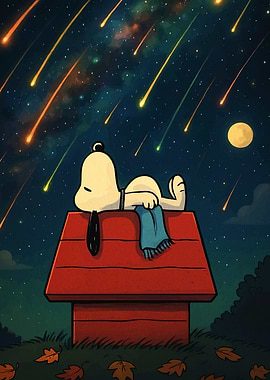Snoopy Watching Shooting Stars