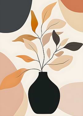 Minimalist Leaves in Vase Illustration