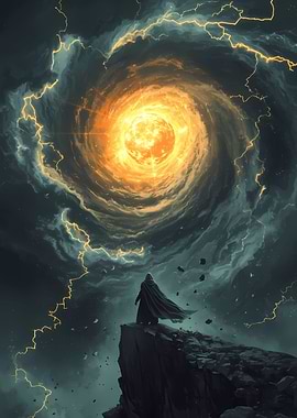 Wizard Staring at Stormy Portal