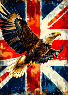 Eagle over Union Jack Painting