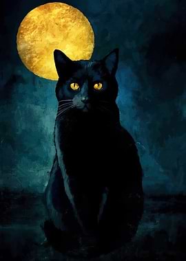 Black Cat Under the Moon