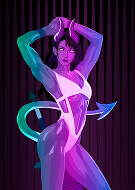 Devil Girl Malevola in Neon Light
