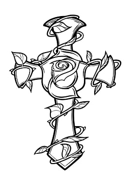 Cross with Rose and Vines