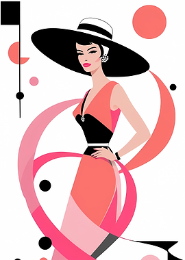 Elegant Woman in Hat Illustration